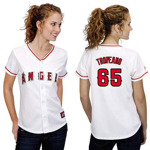 Nick Tropeano #65 mlb Jersey-Los Angeles Angels of Anaheim Women's Authentic Home White Cool Base Baseball Jersey